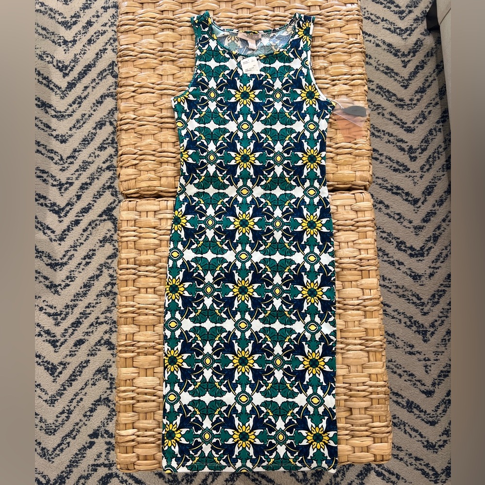 NWT Floral/geometric Sleeveless Midi Dress - 70’s vibe